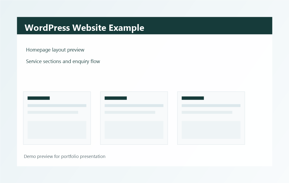 WordPress website layout preview